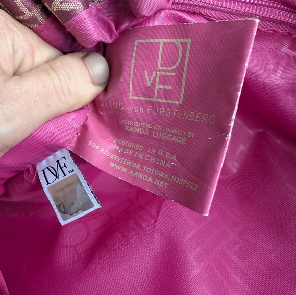 Diane Von Furstenberg Tote Travel Bag Purse Padded Handbag Logo Fabric - Picture 6 of 7